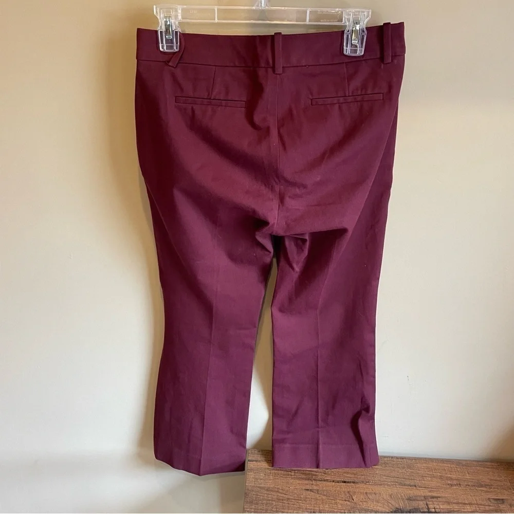 J. Crew Teddie Maroon Burgundy Cropped Stretch Work Business Casual Y2K Pants